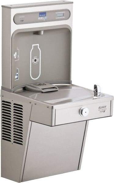 ELKAY - 8 GPH Cooling Capacity Barrier Free Wall Mounted Water Cooler & Fountain - Bottle Filling, 20 to 105 psi, 0.20 hp, Stainless Steel - Apex Tool & Supply