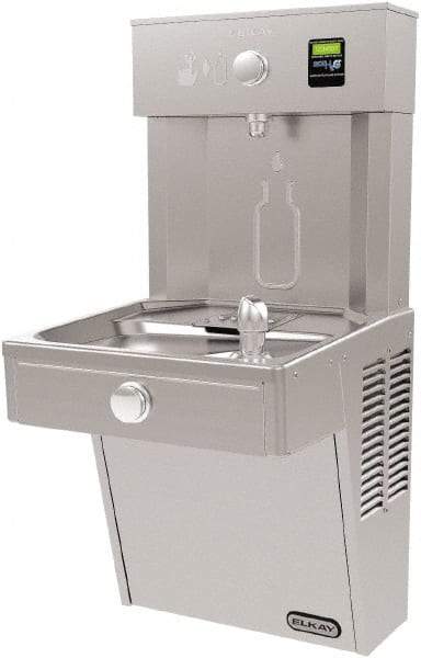 ELKAY - 8 GPH Cooling Capacity Barrier Free Wall Mounted Water Cooler & Fountain - Bottle Filling, 20 to 105 psi, 0.20 hp, Stainless Steel - Apex Tool & Supply