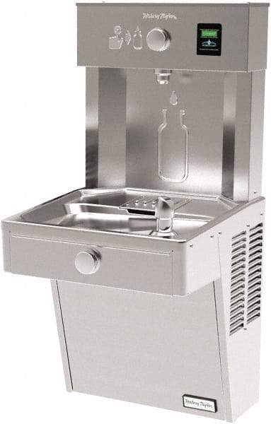 Halsey Taylor - 8 GPH Cooling Capacity Barrier Free Wall Mounted Water Cooler & Fountain - Bottle Filling, 20 to 105 psi, 0.20 hp, Stainless Steel - Apex Tool & Supply