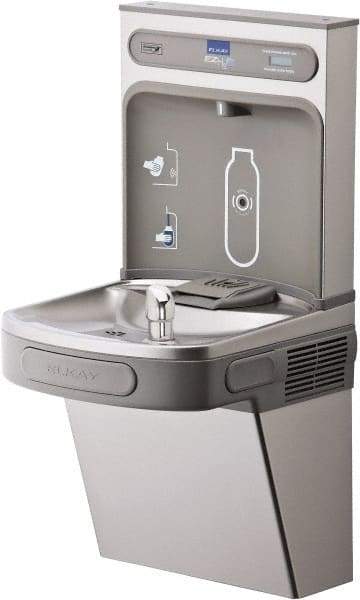 ELKAY - 8 GPH Cooling Capacity Barrier Free Wall Mounted Water Cooler & Fountain - Bottle Filling, 20 to 105 psi, 0.20 hp, Stainless Steel - Apex Tool & Supply