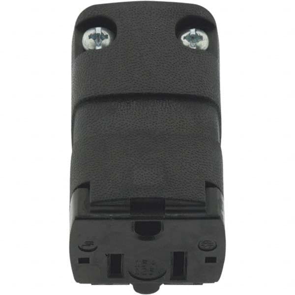 Straight Blade Connector: 5-15R, 125VAC, Black Self-Grounded, 15A, Composite Body, 2 Poles, 3 Wires