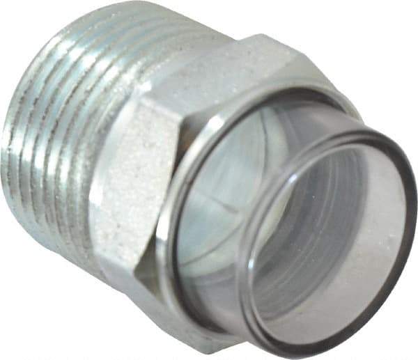 Trico - 2" Sight Diam, 1" Thread, 1-11/16" OAL, Viewport Sight Glass & Flow Sight - 1-5/16" Hex Head, With 3-D Lens - Apex Tool & Supply