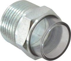 Trico - 2" Sight Diam, 1" Thread, 1-11/16" OAL, Viewport Sight Glass & Flow Sight - 1-5/16" Hex Head, With 3-D Lens - Apex Tool & Supply