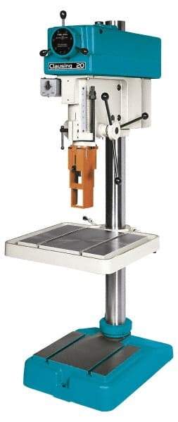 Clausing - 20" Swing, Variable Speed Pulley Drill Press - Variable Speed, 3/4 to 1-1/2 hp, Three Phase - Apex Tool & Supply