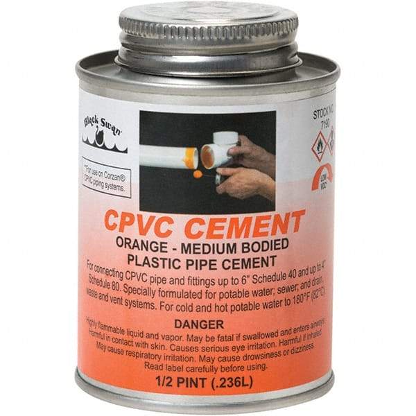 Black Swan - 1/2 Pt Medium Bodied Cement - Orange, Use with CPVC - Apex Tool & Supply