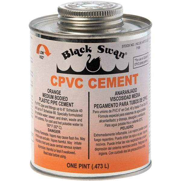 Black Swan - 1 Pt Medium Bodied Cement - Orange, Use with CPVC - Apex Tool & Supply