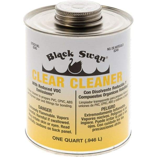 Black Swan - 1 Qt All-Purpose Cleaner - Clear, Use with ABS, PVC & CPVC up to 6" Diam - Apex Tool & Supply