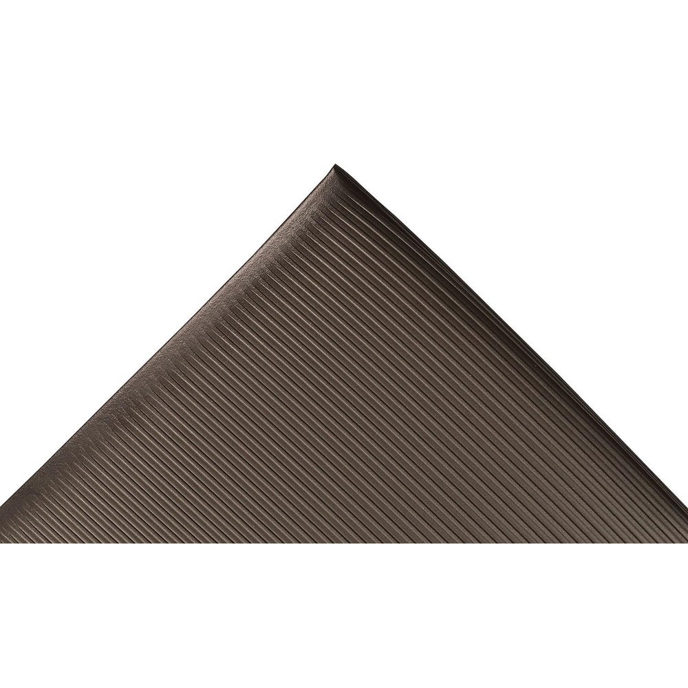 Anti-Fatigue Mat: 48.0000″ Length, 36.0000″ Wide, 1/2″ Thick, Closed Cell Polyvinylchloride, Beveled Edge, Medium Duty Ribbed, Black, Dry