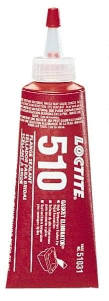 Loctite - 50ml 510 Gasket Eliminator Flange Sealant - -65 to 400°F, Red, Comes in Tube - Apex Tool & Supply