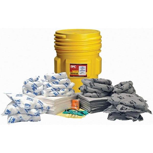Brady SPC Sorbents - 65 Gal Capacity Oil Only & Universal Spill Kit - 65 Gal Polyethylene Drum - Apex Tool & Supply