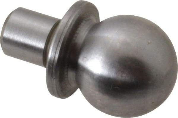 Jergens - 1/2" Ball Diam, 1/4" Shank Diam, Steel Construction Tooling Ball - 5/8" Ball Center to Shank Bottom, 5/16" Ball Center to Shoulder Bottom, with Shoulder - Apex Tool & Supply