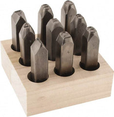 C.H. Hanson - 9 Piece, 1/2" Character Steel Stamp Set - Figures, Reverse - Apex Tool & Supply