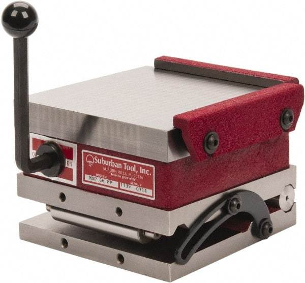 Suburban Tool - 6" Long x 6" Wide x 4-1/4" High, Fine Pole, Steel Sine Plate & Magnetic Chuck Combo - 0.0002" Tolerance, Square to 0.0002", (2) Rails & Handle - Apex Tool & Supply