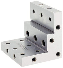 Suburban Tool - 3" Wide x 2-3/4" Deep x 3" High Steel Precision-Ground Angle Plate - Stepped Plate, Machined Holes on Surface, Open End, 9/16" Thick, Single Plate - Apex Tool & Supply