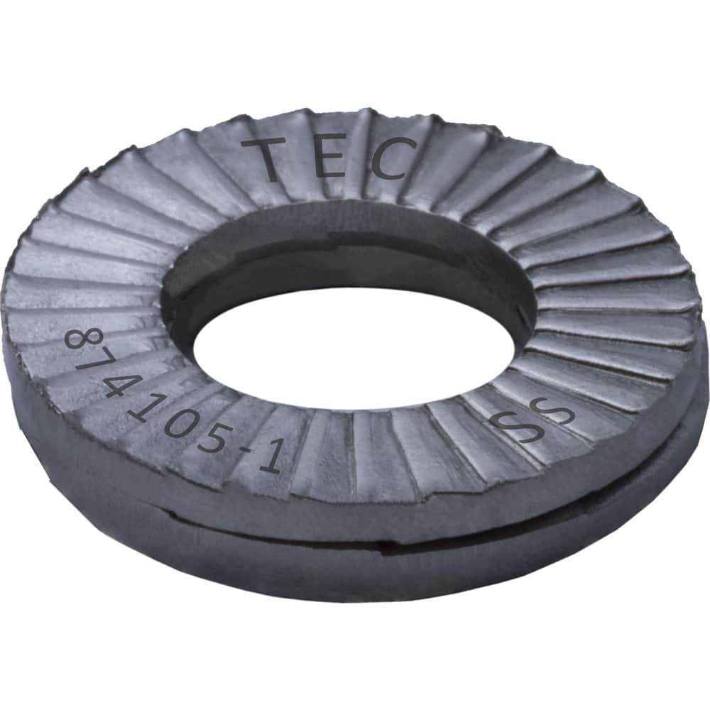 Wedge Lock Washers; Thread Size: 1; Material: Stainless Steel; Inside Diameter: 1.098 in; Outside Diameter: 1.909 in; Finish: Uncoated; Hardness: Kolsterize Case Hardened; Standards: MIL-STD-1312-7 ISO 9001:2008 ISO TS16949; Thickness: 3.2 in