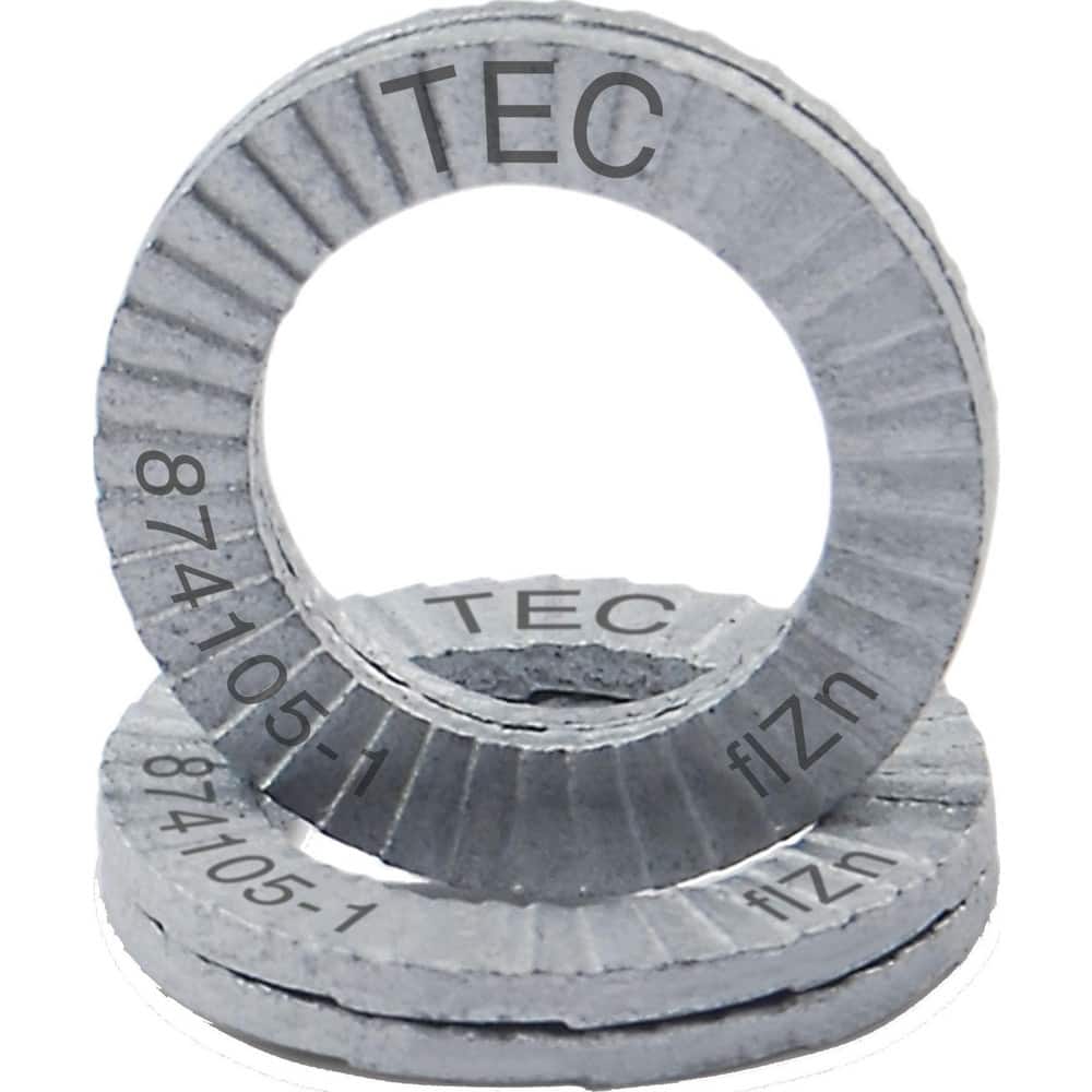 Wedge Lock Washers; Thread Size: 7/8; M22; Material: Steel; Inside Diameter: 0.921 in; Outside Diameter: 1.358 in; Finish: Zinc Plated; Hardness: 465 HV Min; Standards: MIL-STD-1312-7 ISO 9001:2008 ISO TS16949; Thickness: 3.4 in