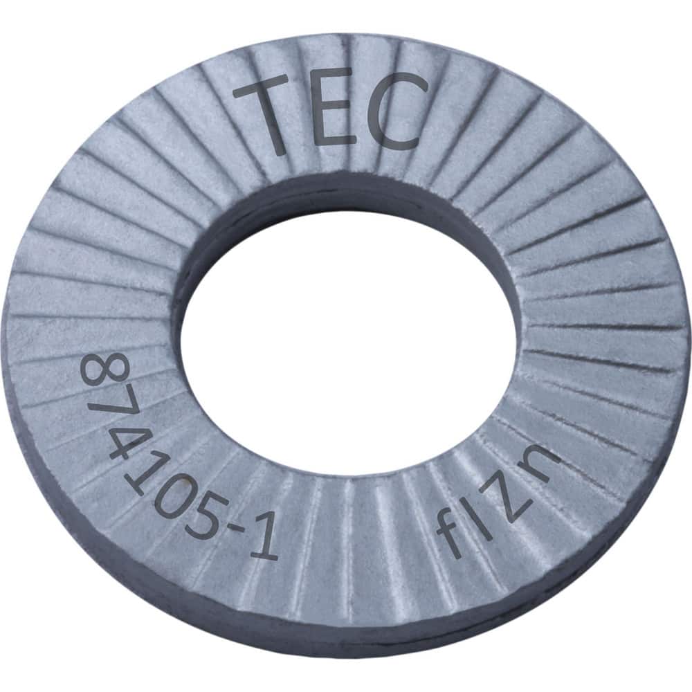Wedge Lock Washers; Thread Size: 3/8; Material: Steel; Inside Diameter: 0.406 in; Outside Diameter: 0.827 in; Finish: Zinc Plated; Hardness: 465 HV Min; Standards: MIL-STD-1312-7 ISO 9001:2008 ISO TS16949; Thickness: 2.5 in