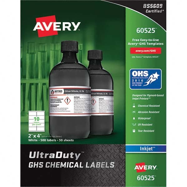 AVERY - Pack of (500), 2" x 4" White Synthetic Film ID Labels - Apex Tool & Supply