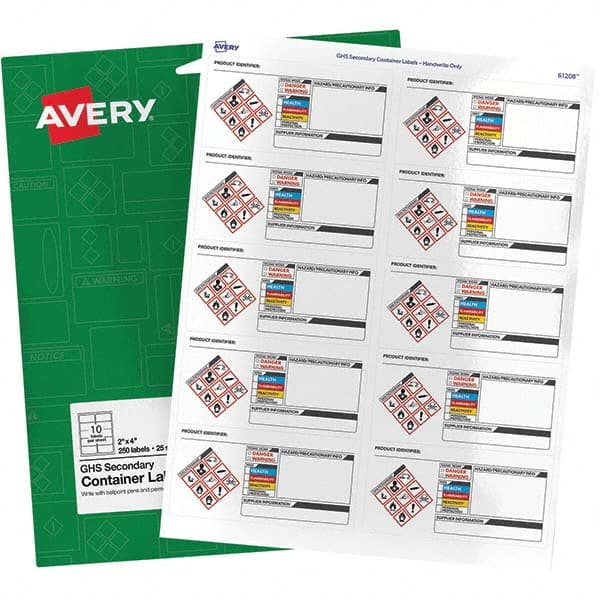 AVERY - Pack of (250), 2" x 4" White Paper ID Labels - Apex Tool & Supply
