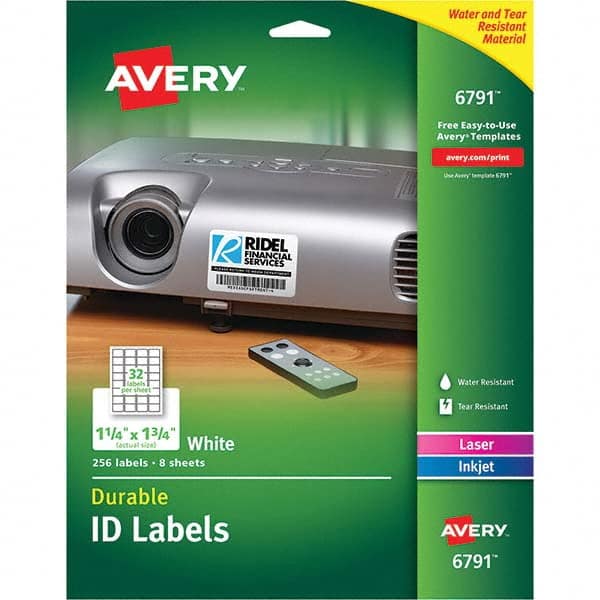 AVERY - Pack of (256), 1-1/4" x 1-3/4" White Paper Multipurpose Labels - Apex Tool & Supply