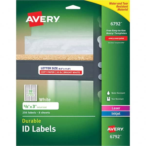 AVERY - Pack of (256), 5/8" x 3" White Paper Multipurpose Labels - Apex Tool & Supply