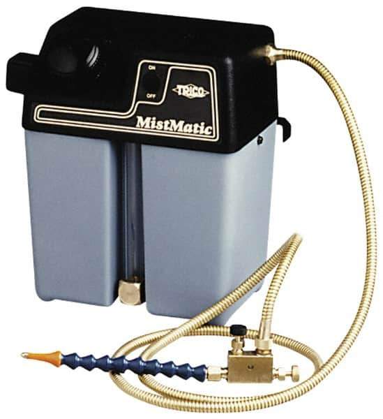 Trico - 2 Outlet, 1 Gallon Tank Capacity, High Density Polyethylene Tank Mist Coolant System - 8-1/2" Tank/Unit Length x 6" Tank/Unit Width x 10-1/2" Tank/Unit Height, 50 to 100 psi, 5' Coolant Line Length, 3" Hose Length - Apex Tool & Supply