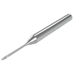 2mm - 3mm Shank - 2.5mm LOC - 38mm OAL 2 FL Ball Nose Carbide End Mill with 2.5mm Reach - Uncoated - Apex Tool & Supply