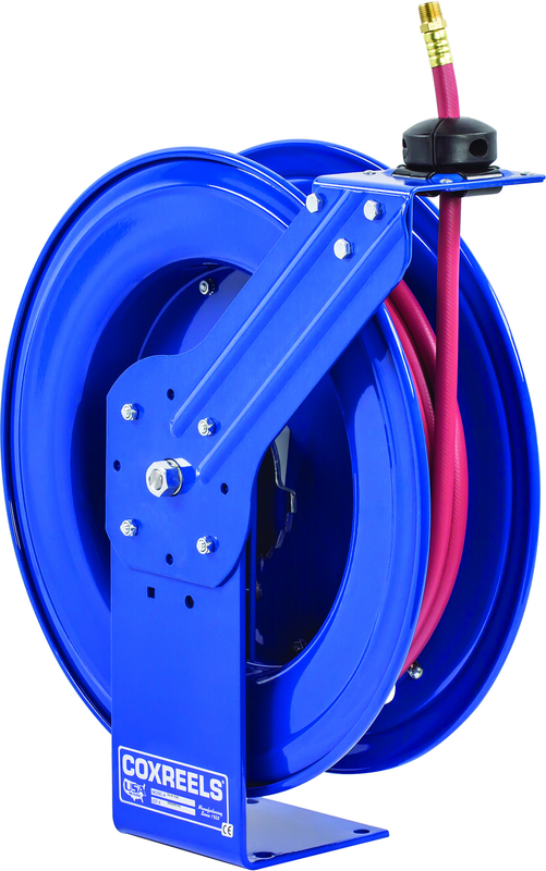 #SH-N-375 For 3/8" x 75' Hose Low Pressure Spring Rewind Hose Reel with Super Hub w/ Hose - Apex Tool & Supply