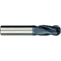 1/4 x 1/4 x 3/4 x 2-1/2 OAL 4 Flute Ball Nose Carbide End Mill - Round Shank-AlCrN Coated - Apex Tool & Supply