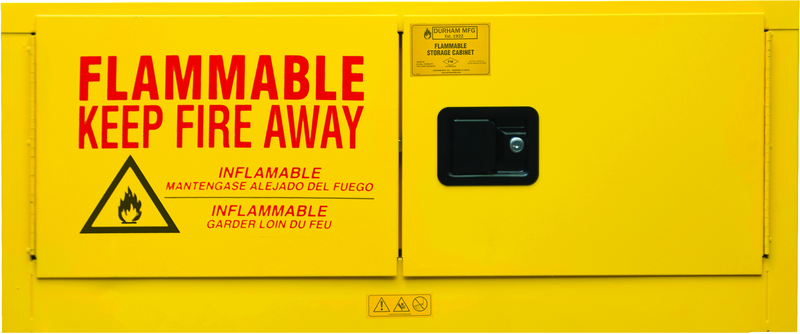 12 Gallon - All Welded - FM Approved - Flammable Safety Cabinet with Legs - Manual Doors - 1 Shelf - Safety Yellow - Apex Tool & Supply