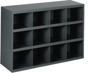 12" Deep Bin - Steel - Cabinet - 12 opening bin - for small part storage - Gray - Apex Tool & Supply