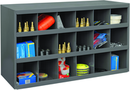12" Deep Bin - Steel - Cabinet - 18 opening bin - for small part storage - Gray - Apex Tool & Supply