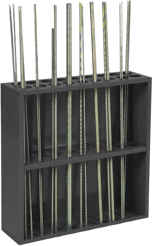 24-1/8 x 6-7/8 x 24'' - 18 Opening Threaded Rod Rack - Apex Tool & Supply