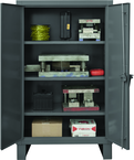 36"W - 14 Gauge - Lockable Shelf Cabinet - 3 Adjustable Shelves - Recessed Door Style - Gray - Apex Tool & Supply