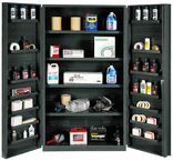 48"W - 14 Gauge - Lockable Cabinet - 4 Adjustable Shelves - 14 Door Shelves - Deep Door Style - Gray - Apex Tool & Supply