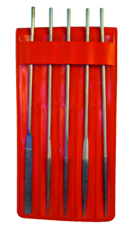 5 Pc. 2" Diamond Length - 5-1/2" OAL - Med Grit - Mini Diamond File Set - Apex Tool & Supply