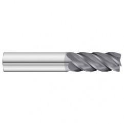 1/2 x 1/2 x 1-1/4 x 3 OAL .030 C/R 5 Flute Carbide End Mill - Round Shank-AlCrN Coated - Apex Tool & Supply