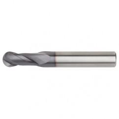 1/4x1/4x3/4x2-1/2 Ball Nose 2FL Carbide End Mill-Round Shank-TiAlN - Apex Tool & Supply