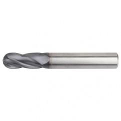 3/8x3/8x1x4 Ball Nose 4FL Carbide End Mill-Round Shank-TiAlN - Apex Tool & Supply