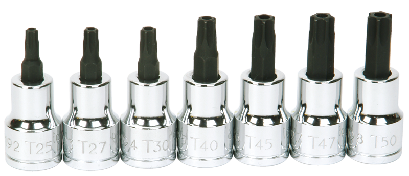 #9319128 - T25; T27; T30; T40; T45; T47; T50 - 3/8" Drive - Socket Drive Torx Bit Set - Apex Tool & Supply