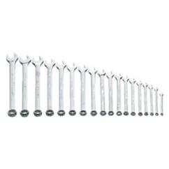 Snap-On/Williams Metric Combination Wrench Set -- 18 Pieces; 12PT Satin Chrome; Includes Sizes: 7; 8; 9; 10; 11; 12; 13; 14; 15; 16; 17; 18; 19; 20; 21; 22; 23; 24mm - Apex Tool & Supply