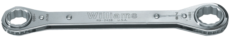 9/16 x 5/8'' - 8-1/8'' OAL - Chrome Plated Straight Ratcheting Box Wrench - Apex Tool & Supply