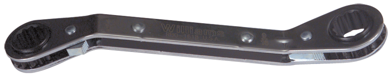 5/8 x 11/16'' - 8'' OAL - Chrome Plated 25° Offset Ratcheting Box Wrench - Apex Tool & Supply