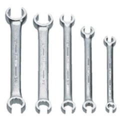 Snap-On/Williams Flare Nut Wrench Set -- 5 Pieces; 6PT Satin Chrome; Includes Sizes: 3/8 x 7/16; 1/2 x 9/16; 5/8 x 11/16; 3/4 x 1; 7/8 x 1-1/8" - Apex Tool & Supply