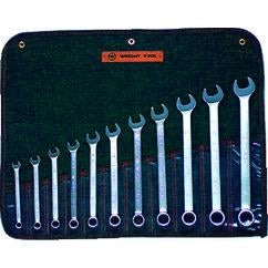 Wright Tool Fractional Combination Wrench Set -- 11 Pieces; 12PT Chrome Plated; Includes Sizes: 3/8; 7/16; 1/2; 9/16; 5/8; 11/16; 3/4; 13/16; 7/8; 15/16; 1"; Grip Feature - Apex Tool & Supply