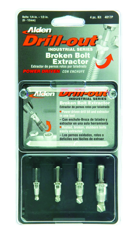 #4017P; Removes 1/4 - 1/2" SAE Screws; 4 Piece Drill-Out - Screw Extractor - Apex Tool & Supply