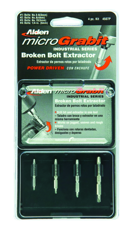 #4507P; Removes #4 to #16 Screws; 4 Piece Micro Grabit - Screw Extractor - Apex Tool & Supply