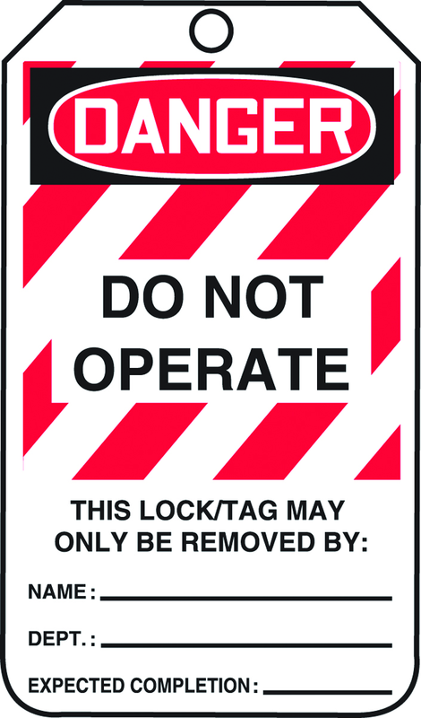 Lockout Tag, Danger Do Not Operate, 25/Pk, Plastic - Apex Tool & Supply
