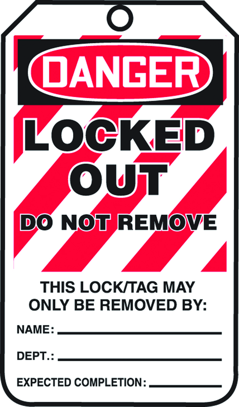 Lockout Tag, Danger Locked Out, 25/Pk, Laminate - Apex Tool & Supply
