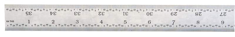 #402-036 - 36'' Long - 4R Graduation - 1-1/4'' Wide - Steel Scale - Apex Tool & Supply